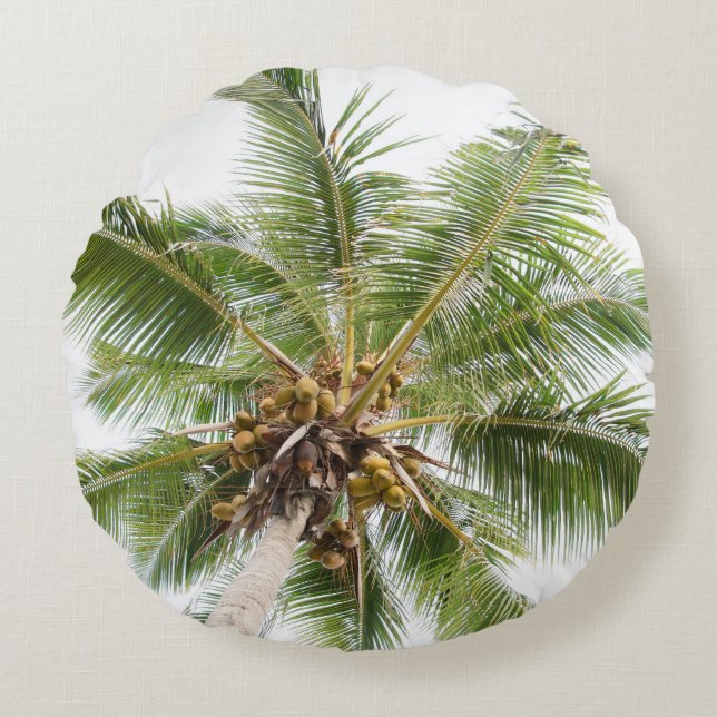 Coussins Ronds Palmiers Paradis des Caraïbes 4 (Devant)