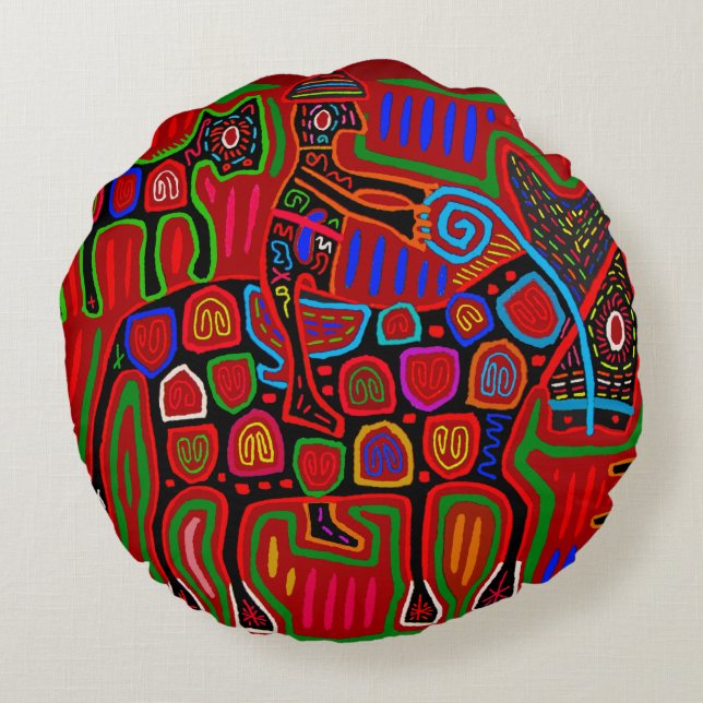 Coussins Ronds Panama Mola - Sauver un cheval monter un cowboy (Dos)