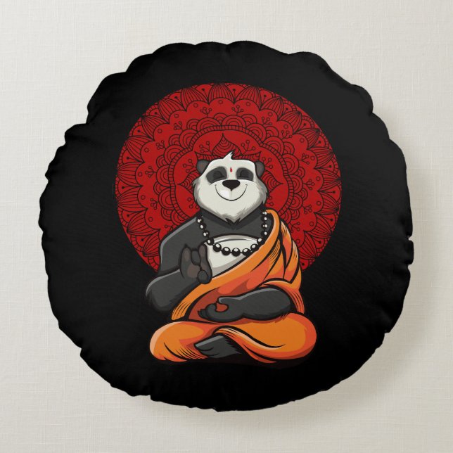 Coussins Ronds Panda Bear Zen Yoga méditation Bouddha (Devant)