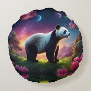 Coussins Ronds Panda dans un jardin d'Imaginaires