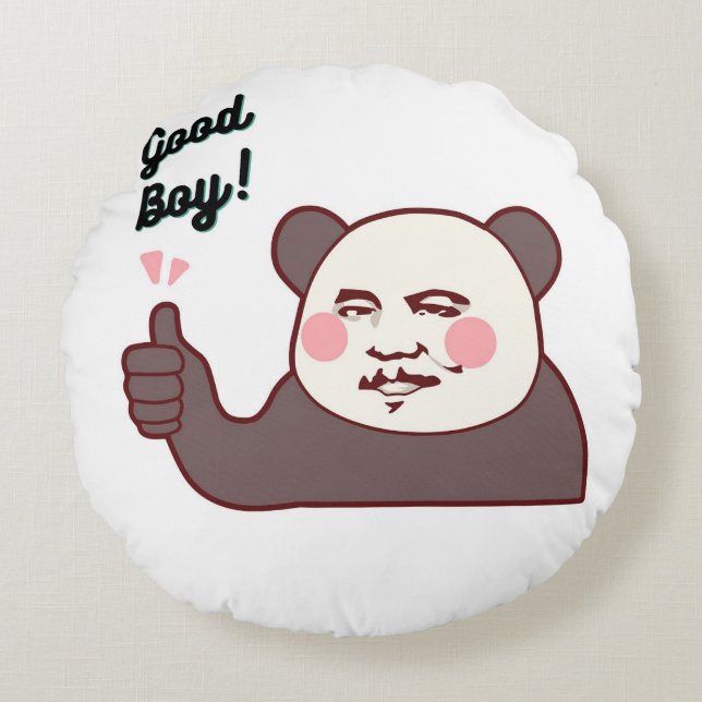 Coussins Ronds Panda Pouce en l'air Drôle Mème (Devant)