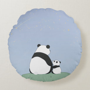Coussins Ronds Panda Sous Les Étoiles