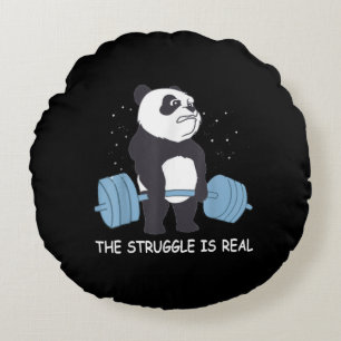 Coussins Ronds Panda Struggle Est Véritable Ours Deadlift Gym Drô