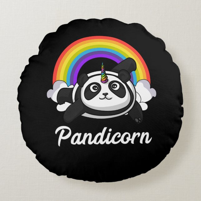 Coussins Ronds Pandicorn Panda Bear Unicorn Arc-en-ciel magique (Devant)