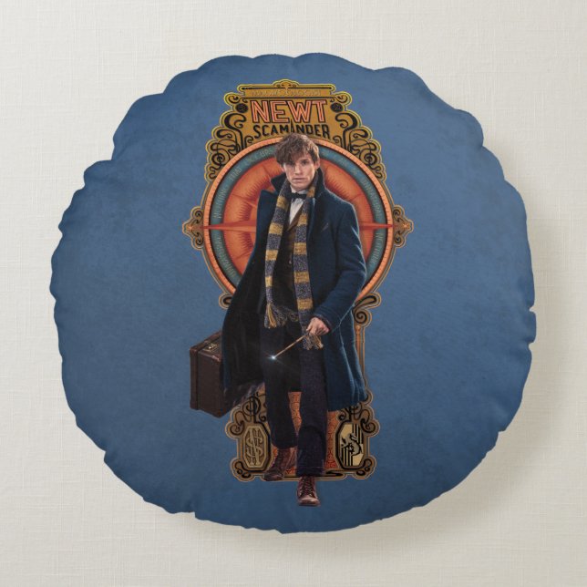 Coussins Ronds Panneau Art Nouveau NEWT SCAMANDER™ Walking (Devant)