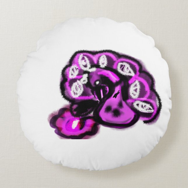 Coussins Ronds Paon violet (Devant)