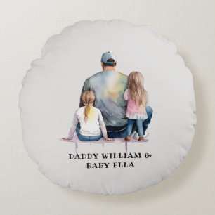 Coussins Ronds Papa et filles personnalisées (9)