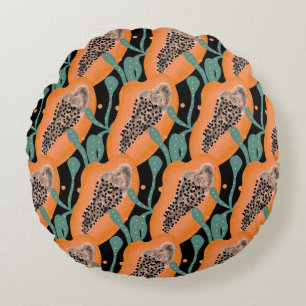 Coussins Ronds Papaye Main Motif Abstrait de Fruit Tropical 