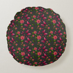 Coussins Ronds Papier cadeau papillon floral jardin printanier mo
