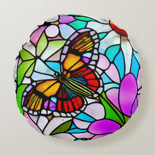 Coussins Ronds Papier de verre papillon d'art