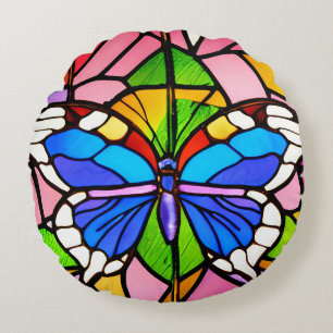 Coussins Ronds Papier de verre papillon d'art