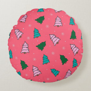 Coussins Ronds papier motif de noël arbre moyen