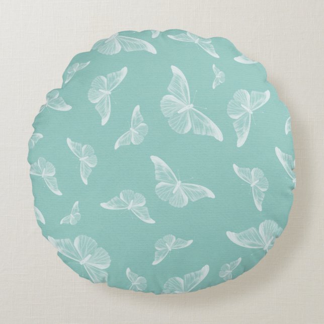 Coussins Ronds Papier numérique motif papillon (Devant)