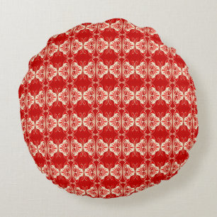 Coussins Ronds Papier peint Art Déco motif - rouge et blanc