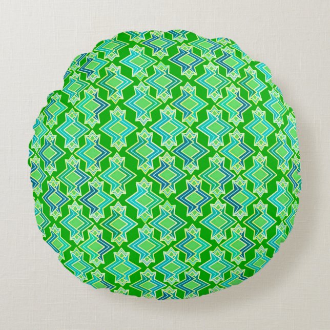 Coussins Ronds Papier peint Art Déco, vert jade (Devant)