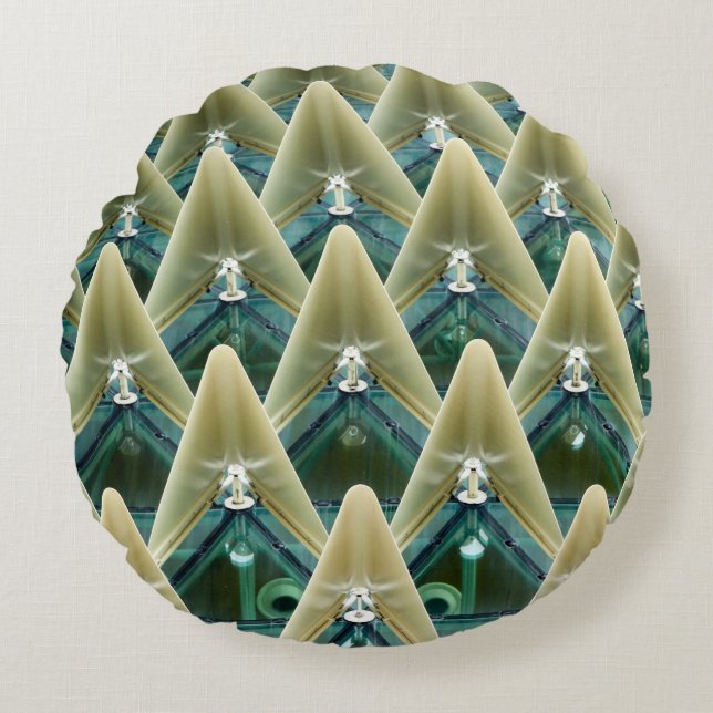 Coussins Ronds Papier peint Brown et bleu (Devant)