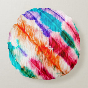 Coussins Ronds Papier peint géométrique. Design vintage. Shibori 