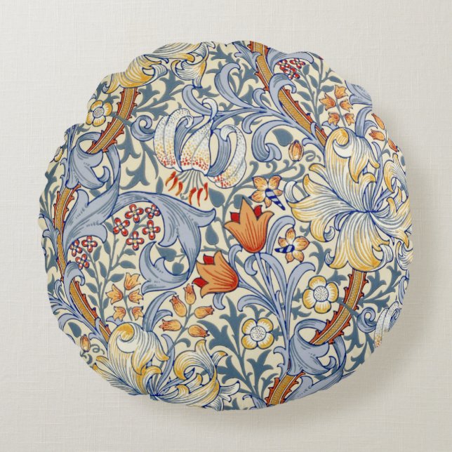 Coussins Ronds Papier peint victorien Gold Lily de William Morris (Devant)