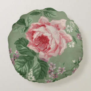 Coussins Ronds Papier peint vintage de rose de rose
