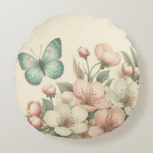 Coussins Ronds Papillon à ressort/floral vintage