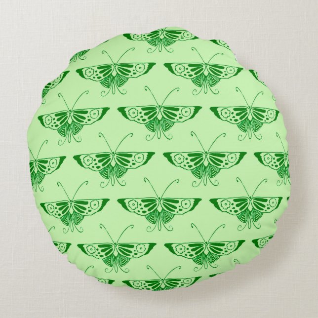 Coussins Ronds Papillon Art Déco stylisé - vert émeraude (Dos)