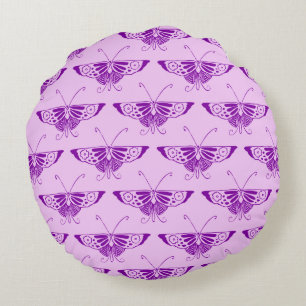 Coussins Ronds Papillon Art déco stylisé - violet et orchidée