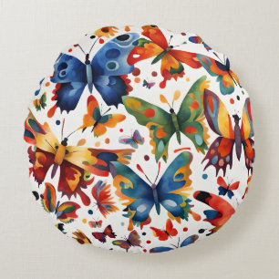 Coussins Ronds Papillon coloré dessin