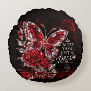 Coussins Ronds Papillon de cristal de rubis et rose