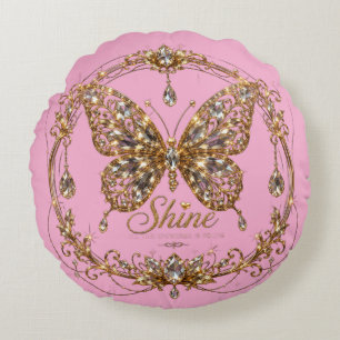 Coussins Ronds Papillon de cristal doré Brille Art de joaillerie
