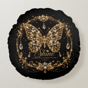 Coussins Ronds Papillon de cristal doré Brille Art de joaillerie