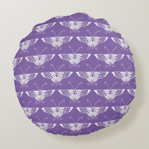 Coussins Ronds Papillon Deco stylisé - lilas poussiéreux