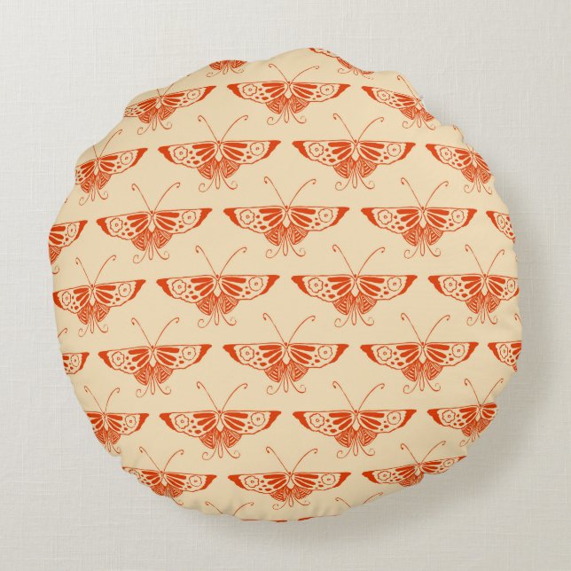 Coussins Ronds Papillon déco stylisé - mandarin orange (Dos)