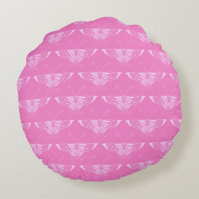 Coussins Ronds Papillon déco stylisé - orchidée rose (Dos)