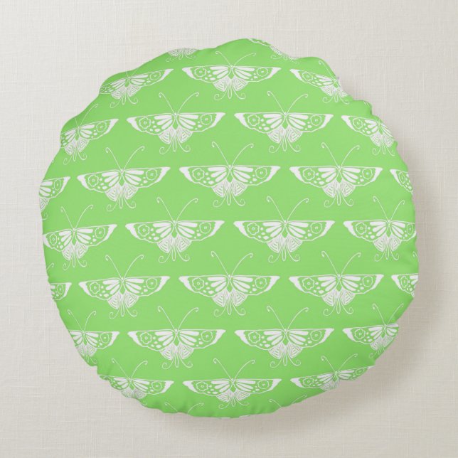 Coussins Ronds Papillon déco stylisé - vert citron (Dos)