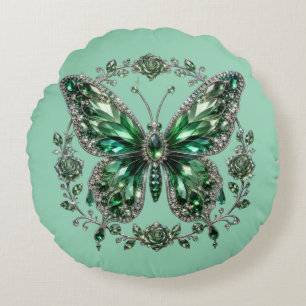 Coussins Ronds Papillon en cristal vert   Cadre floral