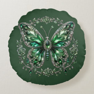 Coussins Ronds Papillon en cristal vert   Cadre floral