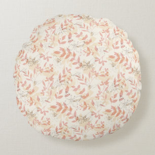 Coussins Ronds Papillon Éthéré & Motif de Feuille Botanique
