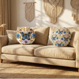 Coussins Ronds Papillon Kaleidoscope