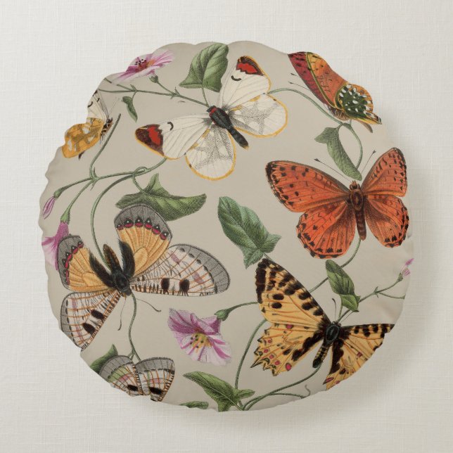 Coussins Ronds Papillon Moth Nature Collection Dessin (Devant)