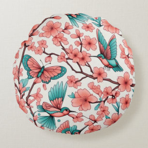 Coussins Ronds Papillon rose