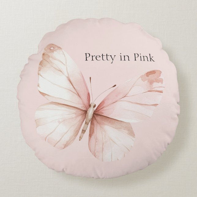 Coussins Ronds Papillon rose charmant (Devant)