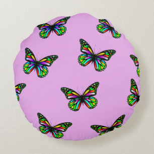 Coussins Ronds Papillon rose et vert à imprimer oreiller à lancer