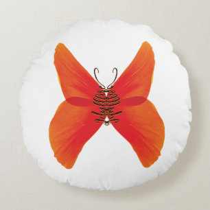 Coussins Ronds Papillon rouge orange avec votre nom