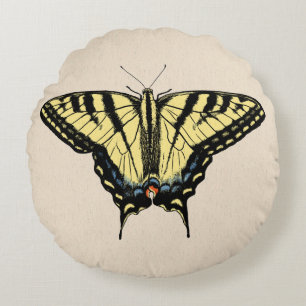 Coussins Ronds Papillon Southwestern jaune Swallowtail