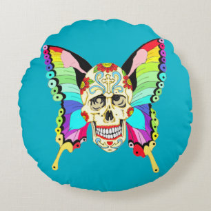 Coussins Ronds Papillon Sugar Skull