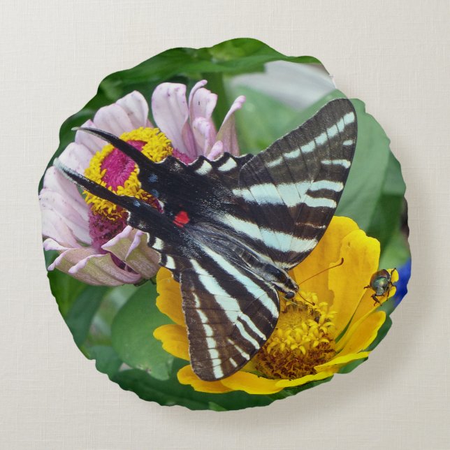 Coussins Ronds Papillon Zebra Swallowtail (Dos)