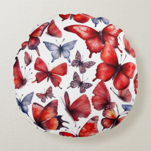 Coussins Ronds Papillons aquarelle art
