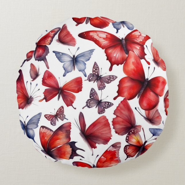 Coussins Ronds Papillons aquarelle art  (Devant)