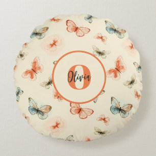 Coussins Ronds Papillons Aquarelle Modernes