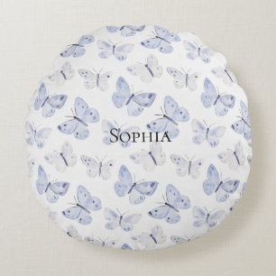 Coussins Ronds Papillons blancs mauves